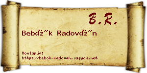 Bebők Radován névjegykártya